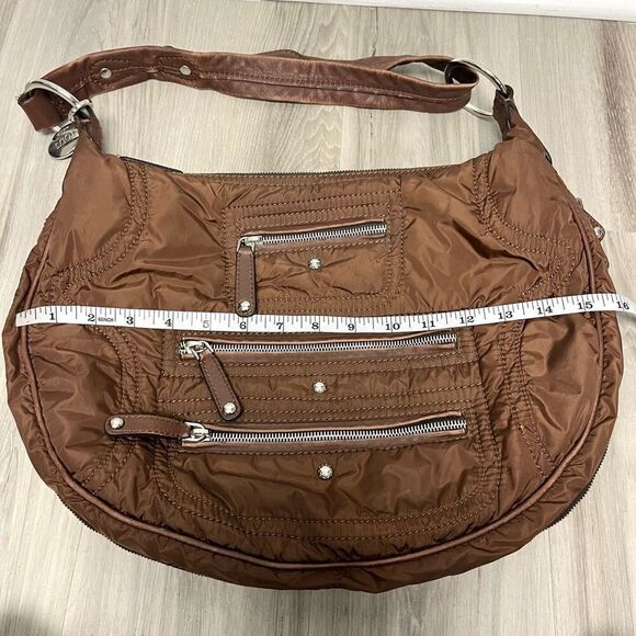 Tod's Luna Brown Nylon Media Hobo Purse Bag - Picture 13 of 14